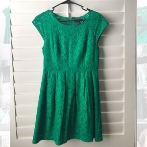 Green mini lace dress